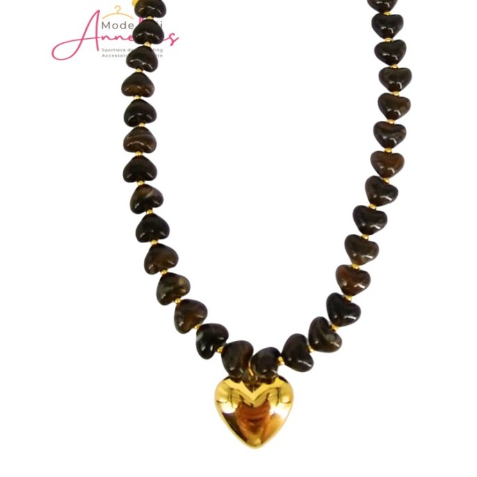 Sweet7 Ketting hartjes 101241111 Bruin